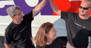 Workhorse team celebrates upon arrival in Orlando, FL