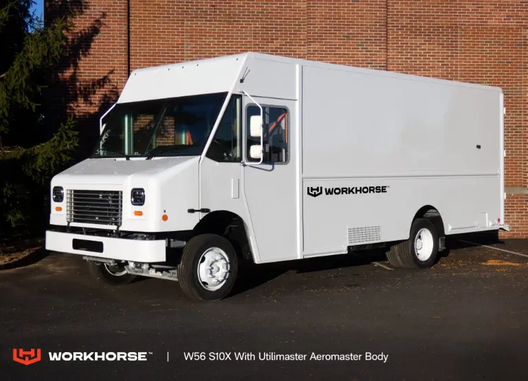 Workhorse W56 EV with step van body by Utilimaster