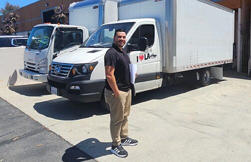 Sanchez Poses With His New W4 Cc Electric Box Truck